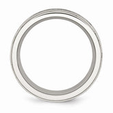 Sophia Jewelers Stainless Steel Wedding Band with Black Diamonds Engravable 9mm